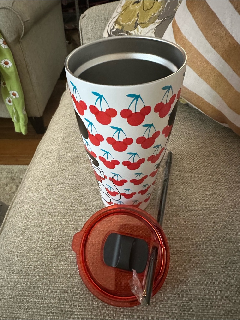 Disney Mickey Mouse Cherry Tumbler + Pair of Hand-Painted Cherry Bowls GIFT SET - Picture 12 of 15
